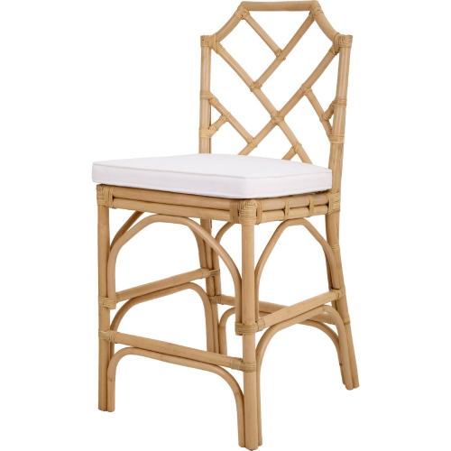 Kara Counter Stool in Natural Finish Rattan & Fabric (Set of 2)